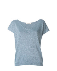 T-shirt à col en v bleu clair La Fileria For D'aniello