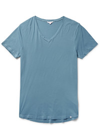 T-shirt à col en v bleu clair Orlebar Brown