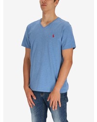 T-shirt à col en v bleu clair Polo Ralph Lauren