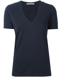 T-shirt à col en v bleu marine Acne Studios
