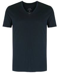 T-shirt à col en v bleu marine Armani Exchange