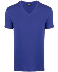 T-shirt à col en v bleu marine Balmain
