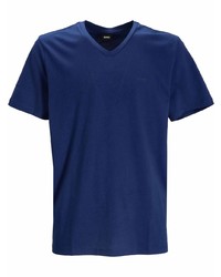 T-shirt à col en v bleu marine BOSS