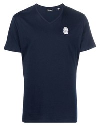T-shirt à col en v bleu marine Cenere Gb