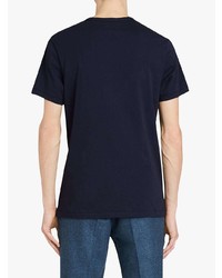 T-shirt à col en v bleu marine Burberry