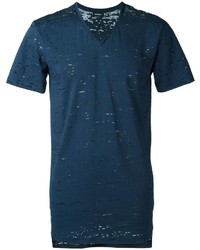 T-shirt à col en v bleu marine Diesel