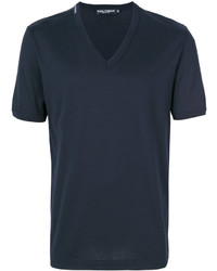 T-shirt à col en v bleu marine Dolce & Gabbana