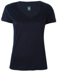 T-shirt à col en v bleu marine Eleventy