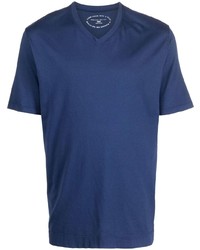 T-shirt à col en v bleu marine Fedeli