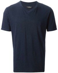 T-shirt à col en v bleu marine Hydrogen