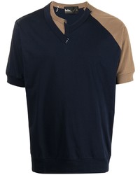 T-shirt à col en v bleu marine Kolor