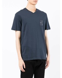T-shirt à col en v bleu marine Armani Exchange