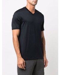 T-shirt à col en v bleu marine Emporio Armani