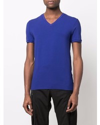 T-shirt à col en v bleu marine Balmain