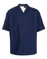 T-shirt à col en v bleu marine Low Brand