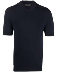 T-shirt à col en v bleu marine Neil Barrett