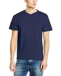 T-shirt à col en v bleu marine Stedman Apparel