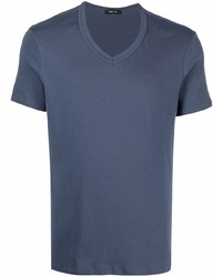 T-shirt à col en v bleu marine Tom Ford