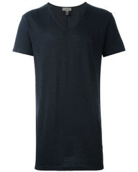 T-shirt à col en v bleu marine Tony Cohen