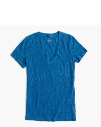T-shirt à col en v bleu