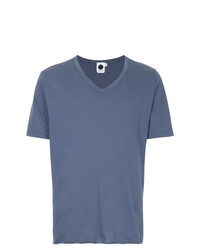 T-shirt à col en v bleu Bassike
