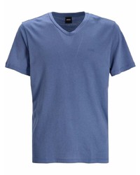 T-shirt à col en v bleu BOSS