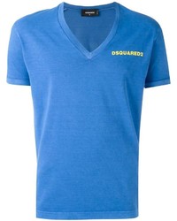 T-shirt à col en v bleu DSQUARED2