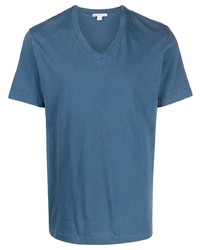 T-shirt à col en v bleu James Perse
