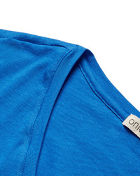 T-shirt à col en v bleu Onia