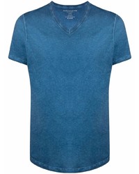 T-shirt à col en v bleu Majestic Filatures