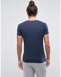 T-shirt à col en v bleu Emporio Armani