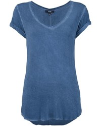 T-shirt à col en v bleu Paige