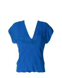 T-shirt à col en v bleu Pierantoniogaspari