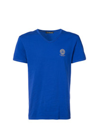 T-shirt à col en v bleu Versace