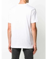 T-shirt à col en v brodé blanc Dolce & Gabbana