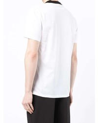 T-shirt à col en v brodé blanc Alexander McQueen