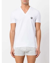 T-shirt à col en v brodé blanc Dolce & Gabbana Underwear