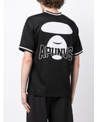 T-shirt à col en v brodé noir AAPE BY A BATHING APE