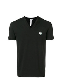 T-shirt à col en v brodé noir Dolce & Gabbana Underwear