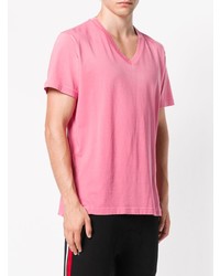 T-shirt à col en v fuchsia Diesel