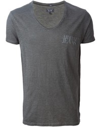 T-shirt à col en v gris foncé Armani Jeans