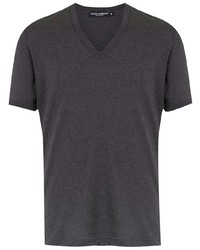 T-shirt à col en v gris foncé Dolce & Gabbana
