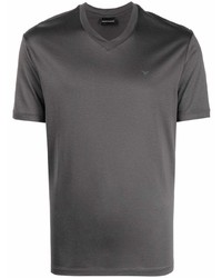 T-shirt à col en v gris foncé Emporio Armani