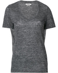 T-shirt à col en v gris foncé Etoile Isabel Marant