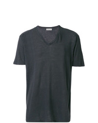 T-shirt à col en v gris foncé Etro