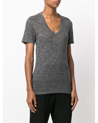 T-shirt à col en v gris foncé Etoile Isabel Marant
