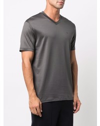 T-shirt à col en v gris foncé Emporio Armani