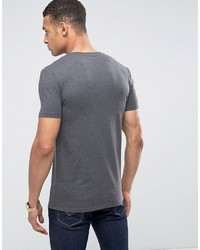 T-shirt à col en v gris foncé Asos