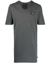T-shirt à col en v gris foncé Philipp Plein