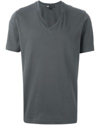 T-shirt à col en v gris foncé Y-3